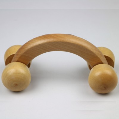 4 wheel wooden handheld back massage muscle roller tool massager for Neck Shoulder Arms Legs Body