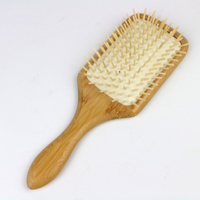 Natural Bamboo Detangling Hair Brush with rubber cushion For All Hair Types