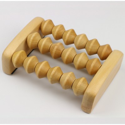 16 Ring Wood Foot Massager 3 Rows Wooden Roller Stress Relief Body Massage Relax Feet