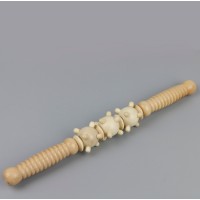 3 Ball Wooden muscle Trigger Point Massage roller Stick